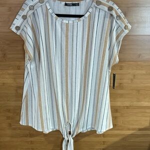Elegant Striped Button-Accent Blouse